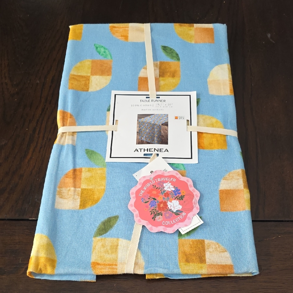 Athena Vibrant Blue and Orange Table Runner